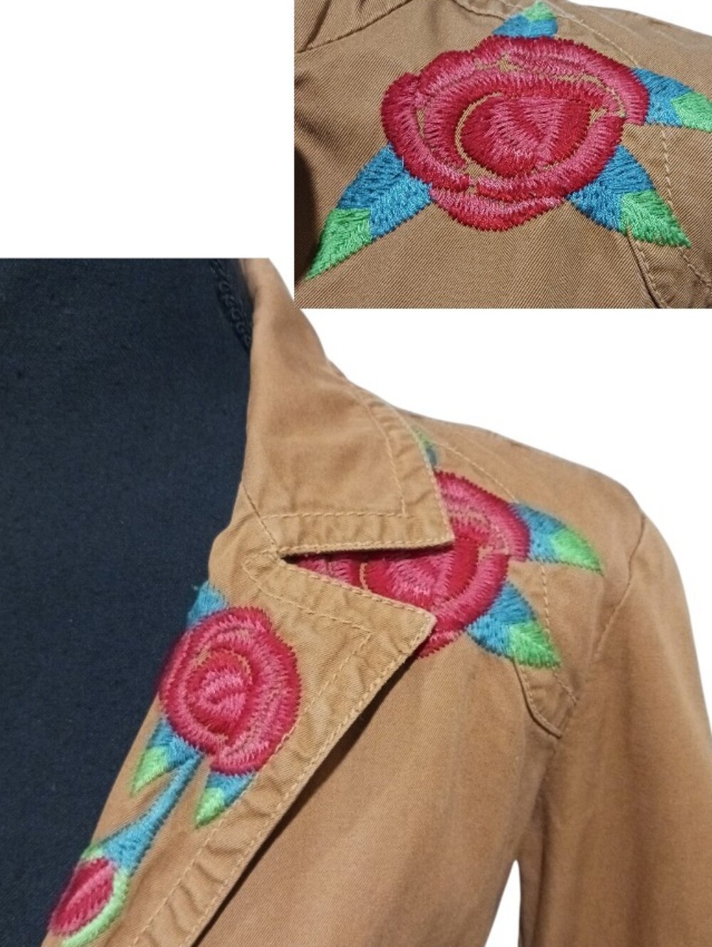 Johnny Was JW Los Angeles Western Rose Cherub Embroidered Twill Blazer Jacket - Picture 4 of 15